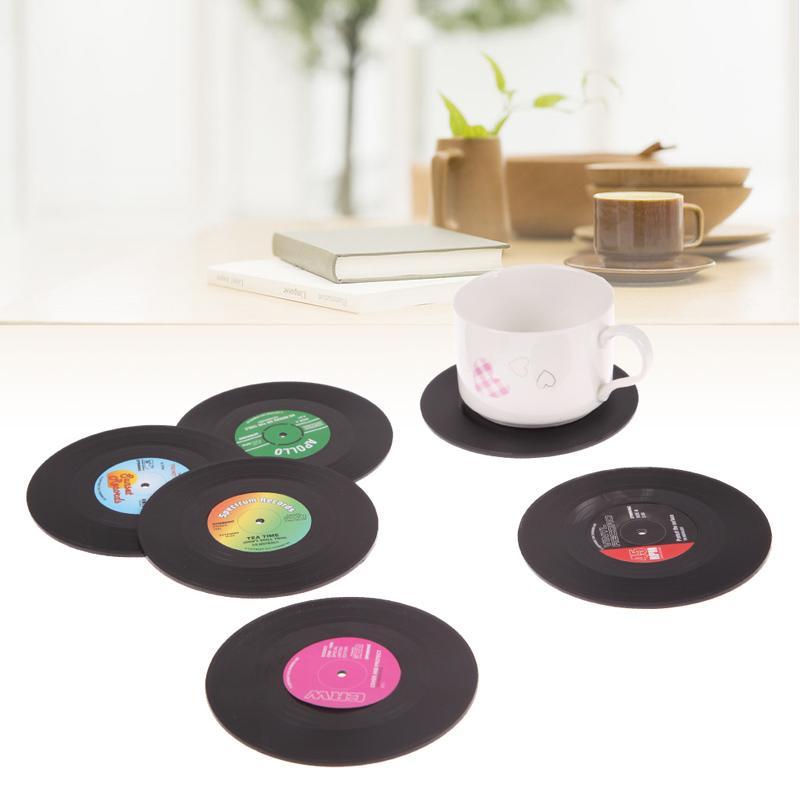 Retro Vinyl Drink Coasters (6 pc.)