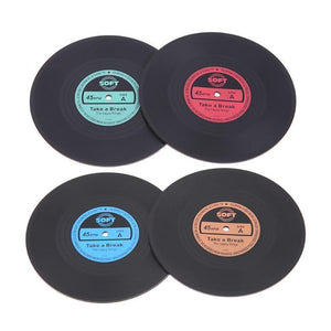 Retro record anti-slip coasters